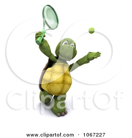 Clipart 3d Tortoise Playing Tennis 1 - Royalty Free CGI Illustration by KJ Pargeter