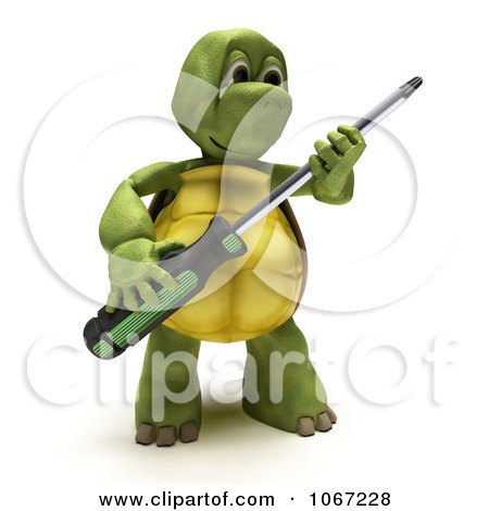 Clipart 3d Tortoise Holding A Screwdriver - Royalty Free CGI Illustration by KJ Pargeter