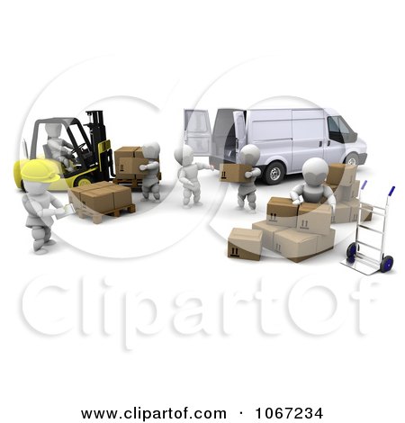 Clipart 3d White Characters Working In A Warehouse - Royalty Free CGI Illustration by KJ Pargeter