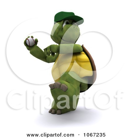 Clipart 3d Baseball Tortoise Pitching - Royalty Free CGI Illustration by KJ Pargeter