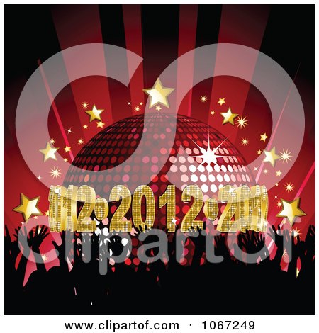 Clipart 2012 Disco Dance Party With Silhouetted Hands - Royalty Free Vector Illustration by elaineitalia