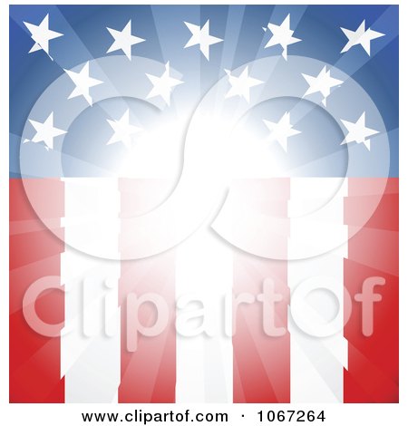 Clipart Bright Light Shining On A Vertical American Flag - Royalty Free Vector Illustration by AtStockIllustration
