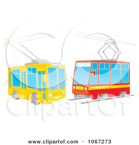 Clipart Two Rail Cars - Royalty Free Illustration by Alex Bannykh