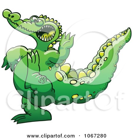 Clipart Crocodile Doing Karate - Royalty Free Vector Illustration by Zooco