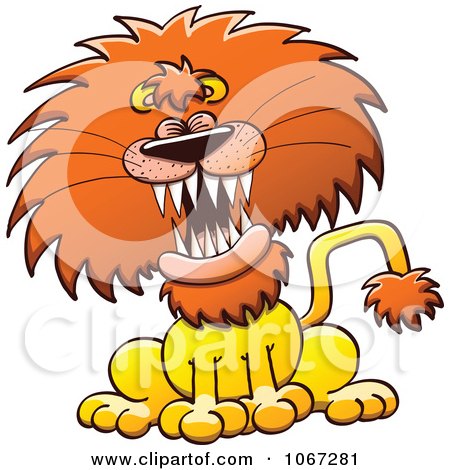 Clipart Lion Laughing Or Roaring - Royalty Free Vector Illustration by Zooco