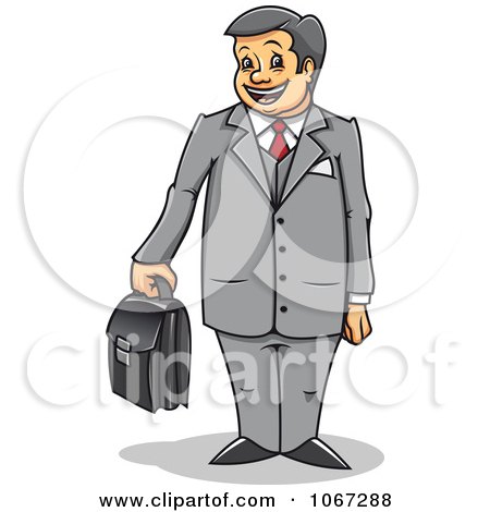 Clipart Businessman Standing With His Briefcase - Royalty Free Vector Illustration by Vector Tradition SM