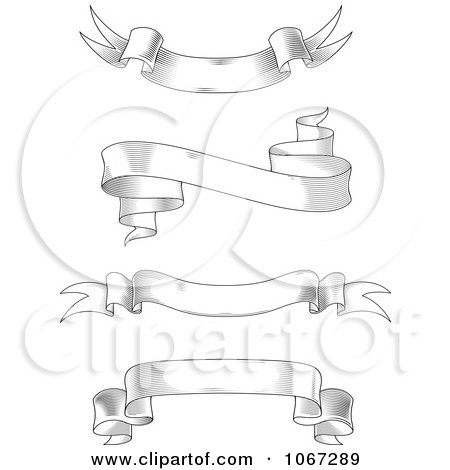 Clipart Grayscale Sketched Banners - Royalty Free Vector Illustration by Vector Tradition SM