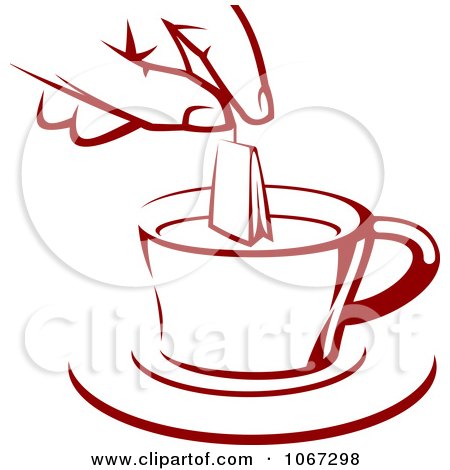 Clipart Hand Holding A Tea Bag Over A Cup - Royalty Free Vector Illustration by Vector Tradition SM
