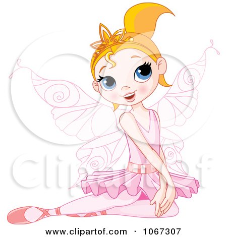 Clipart Sitting Ballerina Fairy - Royalty Free Vector Illustration by Pushkin