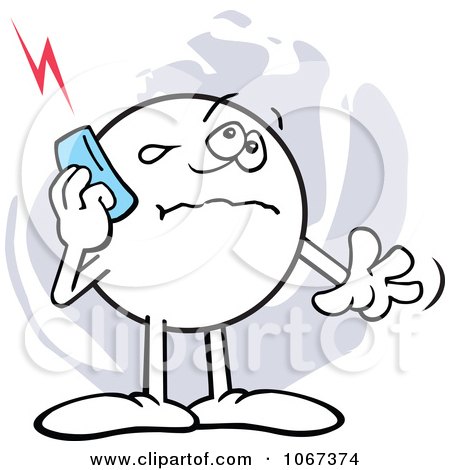 Clipart Sad Moodie Character Using A Cell Phone - Royalty Free Vector Illustration by Johnny Sajem