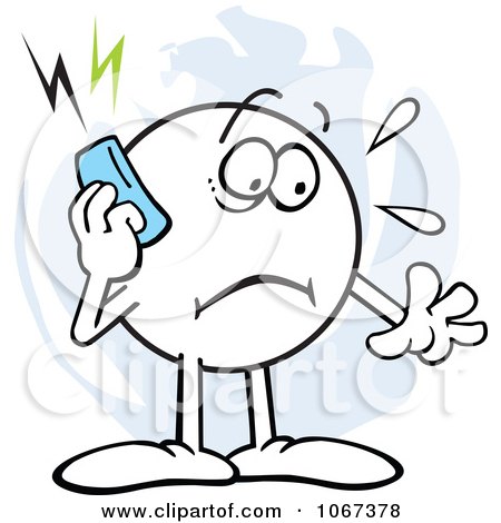 Clipart Stressed Moodie Character Using A Cell Phone - Royalty Free Vector Illustration by Johnny Sajem