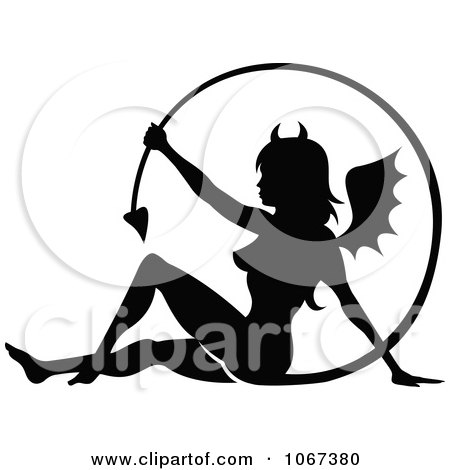 Clipart Sexy She Devil In Silhouette - Royalty Free Vector Illustration by Andy Nortnik