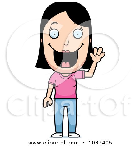 Clipart Happy Woman Waving - Royalty Free Vector Illustration by Cory Thoman