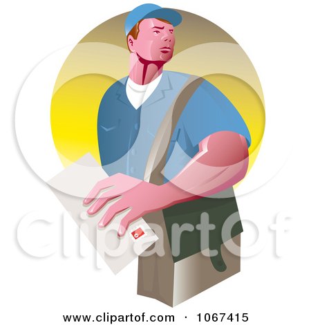 Clipart Strong Mailman Logo - Royalty Free Vector Illustration by patrimonio