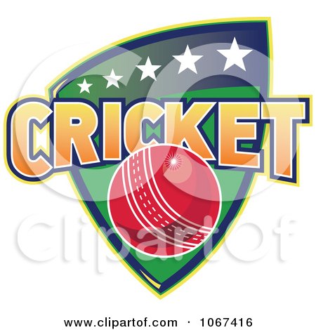 Clipart Cricket Ball Shield - Royalty Free Vector Illustration by patrimonio