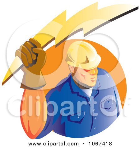 Clipart Strong Electrician Logo - Royalty Free Vector Illustration by patrimonio