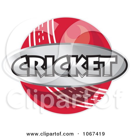 Clipart Silver Cricket Sign Over A Ball - Royalty Free Vector Illustration by patrimonio
