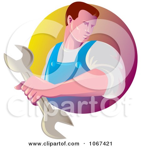 Clipart Strong Mechanic Logo - Royalty Free Vector Illustration by patrimonio