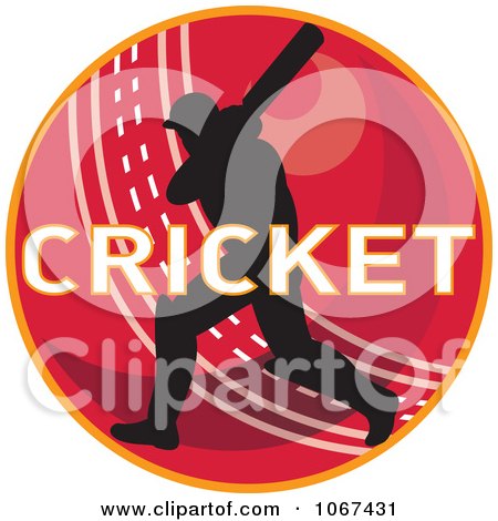 Clipart Cricket Batsman On A Ball - Royalty Free Vector Illustration by patrimonio