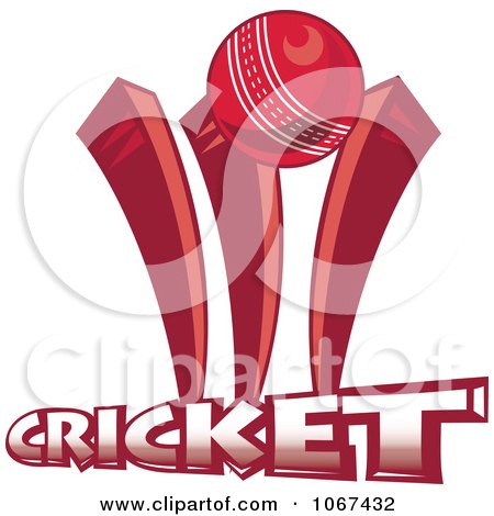 Clipart Red Cricket Ball Sign - Royalty Free Vector Illustration by patrimonio