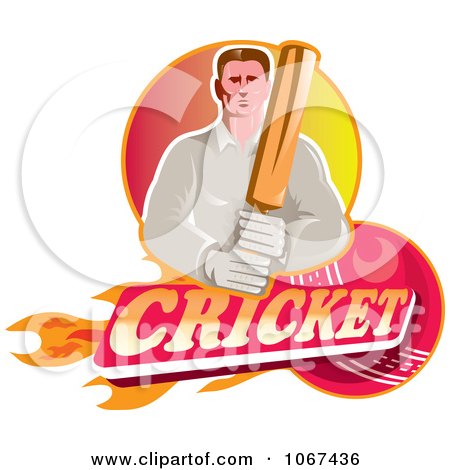 Clipart Cricket Batsman 3 - Royalty Free Vector Illustration by patrimonio