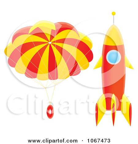 Clipart Parachute And Rocket - Royalty Free Illustration by Alex Bannykh