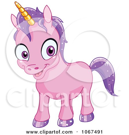 Clipart Happy Baby Purple Unicorn - Royalty Free Vector Illustration by yayayoyo