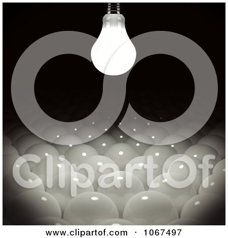Clipart 3d Lightbulb Glowing Over Bulbs Below - Royalty Free CGI Illustration by stockillustrations