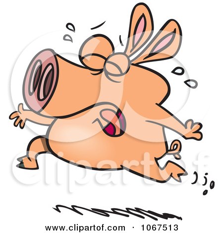 Clipart Pig Crying And Running - Royalty Free Vector Illustration by toonaday