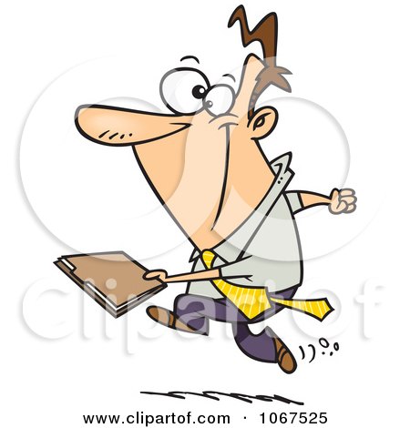 Clipart Businessman Running With A File - Royalty Free Vector Illustration by toonaday