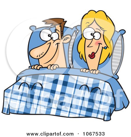 Clipart Happy Couple In Bed - Royalty Free Vector Illustration by toonaday