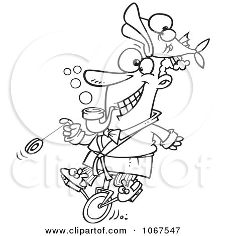 Clipart Outlined Eccentric Man Doing Stunts - Royalty Free Vector Illustration by toonaday