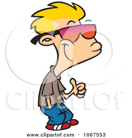 Clipart Thumbs Up Boy With Shades - Royalty Free Vector Illustration by toonaday