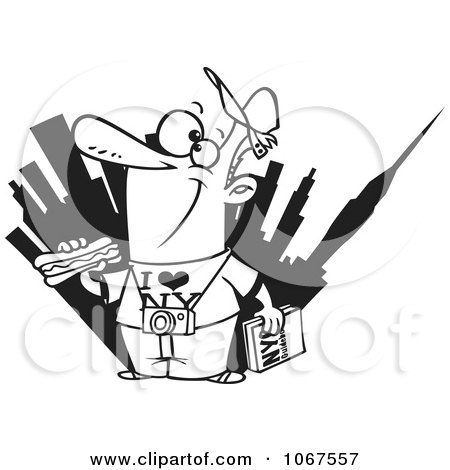 Clipart Outlined Male New York Tourist  - Royalty Free Vector Illustration by toonaday