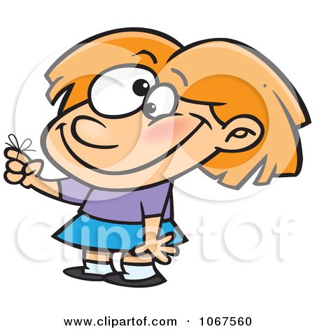 Clipart Girl With A Reminder Ribbon - Royalty Free Vector Illustration by toonaday