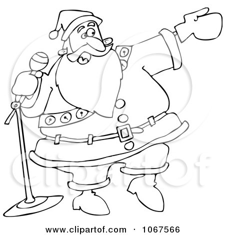 Clipart Outlined Santa Introducing - Royalty Free Vector Illustration by djart