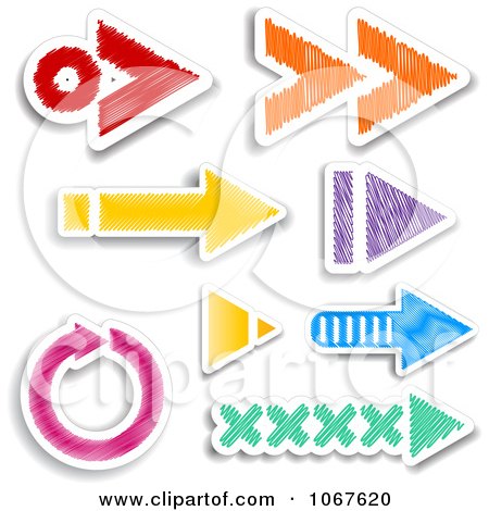 Clipart Colorful Sketched Arrow Stickers - Royalty Free Vector Illustration by KJ Pargeter