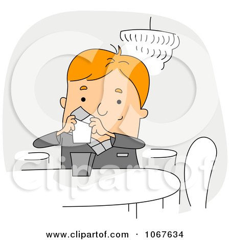 Clipart Restaurant Crew Worker Reading A Note - Royalty Free Vector Illustration by BNP Design Studio