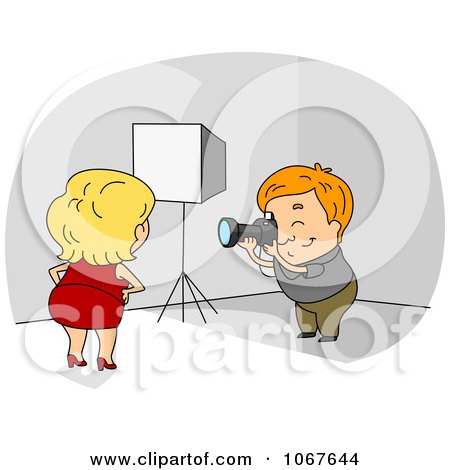Clipart Model Posing For A Photographer - Royalty Free Vector Illustration by BNP Design Studio