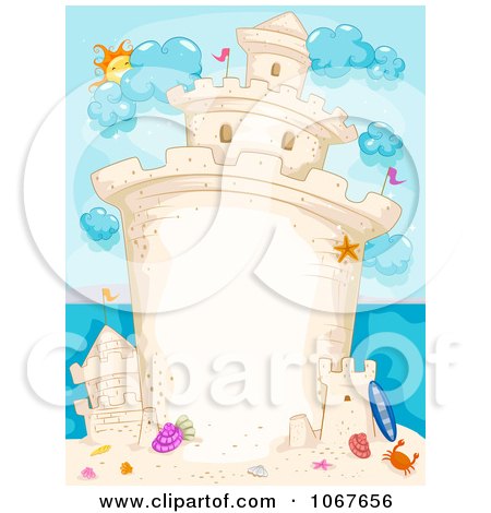 Clipart Tall Sand Castle Background With Copyspace - Royalty Free Vector Illustration by BNP Design Studio