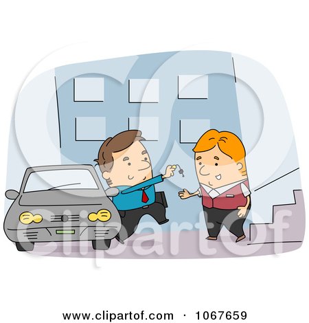 Clipart Man Arriving At Valet Parking - Royalty Free Vector Illustration by BNP Design Studio