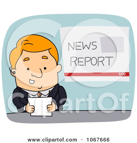 Clipart Newscaster Holding A Card - Royalty Free Vector Illustration by BNP Design Studio