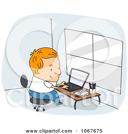 Clipart Author Writing On His Laptop - Royalty Free Vector Illustration by BNP Design Studio