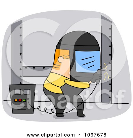 Clipart Welder Working On A Structure - Royalty Free Vector Illustration by BNP Design Studio