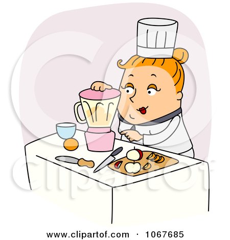 Clipart Chef Using A Blender To Puree Ingredients - Royalty Free Vector Illustration by BNP Design Studio