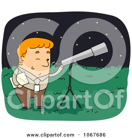 Clipart Astronomer With His Telescope - Royalty Free Vector Illustration by BNP Design Studio