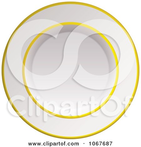 Clipart 3d Gold And White China Plate - Royalty Free Vector Illustration by michaeltravers