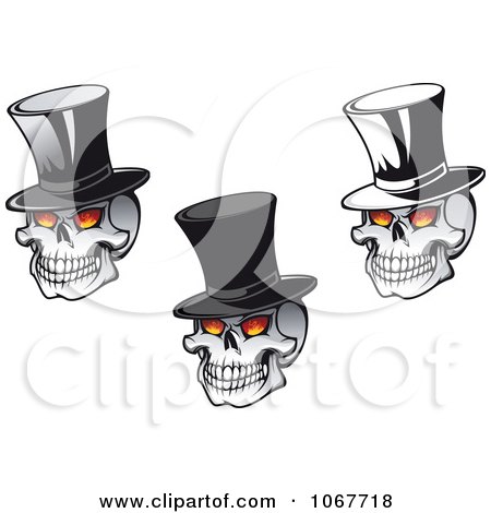 Clipart Skulls Wearing Top Hats - Royalty Free Vector Illustration by Vector Tradition SM