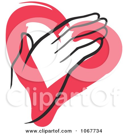 Clipart Hand Over A Painted Heart - Royalty Free Vector Illustration by Johnny Sajem
