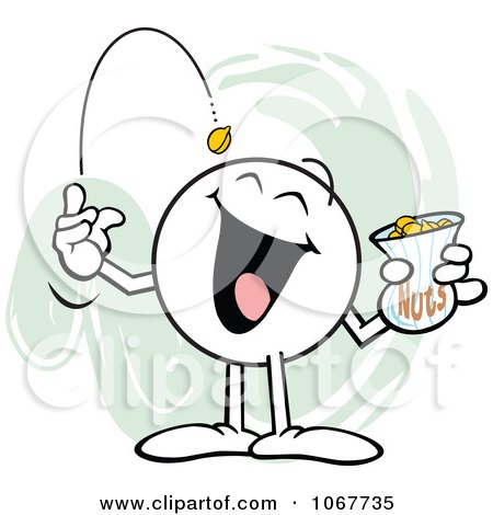 Clipart Happy Moodie Character Tossing Peanuts In His Mouth - Royalty Free Vector Illustration by Johnny Sajem